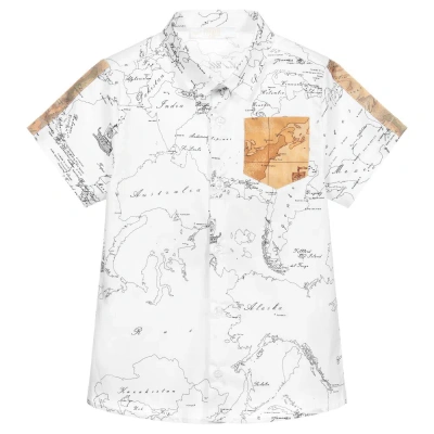 Alviero Martini Babies' Boys White Geo Map Cotton Shirt In Pattern