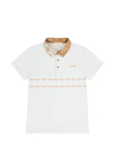 Alviero Martini Kids' Collared Graphic Polo Shirt In White