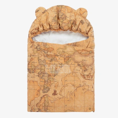 Alviero Martini Babies' Dark Beige Geo Map Print Cotton Nest (68cm) In Neutral