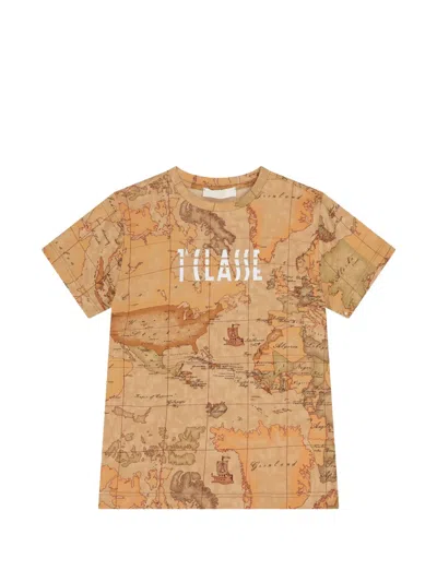 Alviero Martini Kids' Geo Map-print T-shirt In Neutral