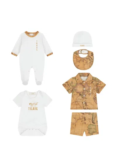 Alviero Martini Geo Map-print Babygrow (set Of Six) In Multi