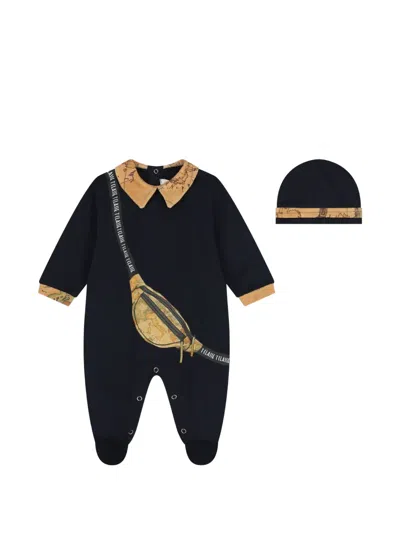 Alviero Martini Geo Map-print Babygrow (set Of Two) In Black