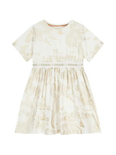 Alviero Martini Kids' Geo Map-print Dress In Neutral