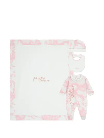 Alviero Martini Map-print Babygrow Set In Pink