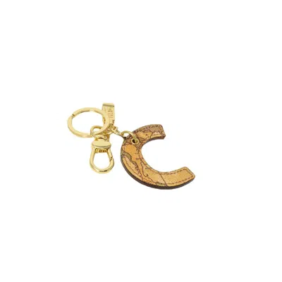 Alviero Martini Prima Classe Beige Leather Keychain In Brown