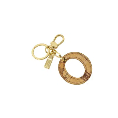 Alviero Martini Prima Classe Beige Polyethylene Keychain In Gold