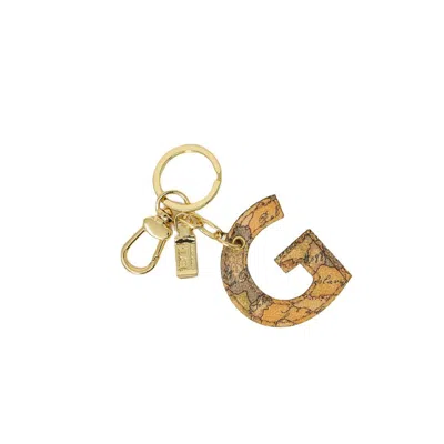 Alviero Martini Prima Classe Beige Polyethylene Keychain In Gold