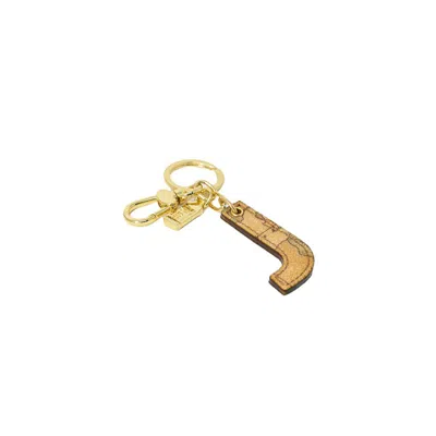 Alviero Martini Prima Classe Beige Polyethylene Keychain In Gold