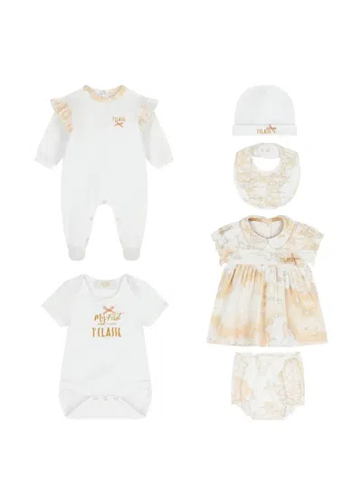 Alviero Martini Printed Babygrow (set Of Five) In White