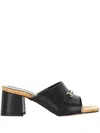 Alviero Martini Black Leather Heeled Sandals