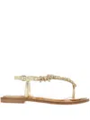 Alviero Martini Gold Jewel Flat Sandals