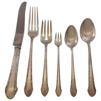 Pre-owned Alvin Silver Manufacturing Company Chased Romantique By Alvin Sterling Silver Flatware Set Service 51 Pieces Dinner In Brown