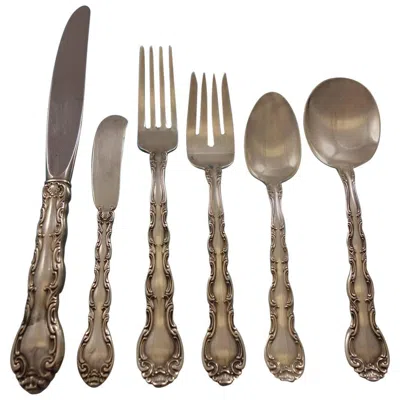 Pre-owned Alvin Silver Manufacturing Company French Scroll By Alvin Sterling Silver Flatware Set For 8 Service 52 Pieces In Brown