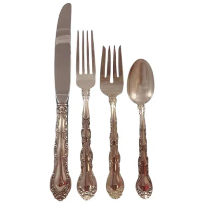 Pre-owned Alvin Silver Manufacturing Company French Scroll By Alvin Sterling Silver Flatware Set For Eight Service 33 Pieces In Brown