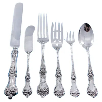 Pre-owned Alvin Silver Manufacturing Company Majestic By Alvin Sterling Silver Flatware Set For 12 Service 77 Pcs Multi Motif