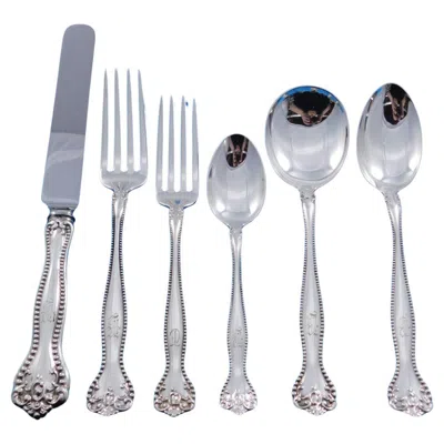 Pre-owned Alvin Silver Manufacturing Company Raleigh By Alvin Sterling Silver Flatware Set 12 Service 76 Pcs Beaded Dinner