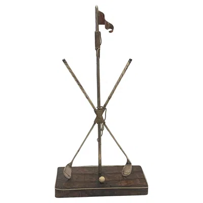 Pre-owned Alvin Silver Manufacturing Company Wonderful Alvin Silver Plated Pocket Watch Stand Golf Clubs Flag Pole Crocodile In Black