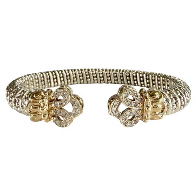 Pre-owned Alwand Vahan Diamond Cuff Bracelet 14k Gold/sterling Silver In Multi