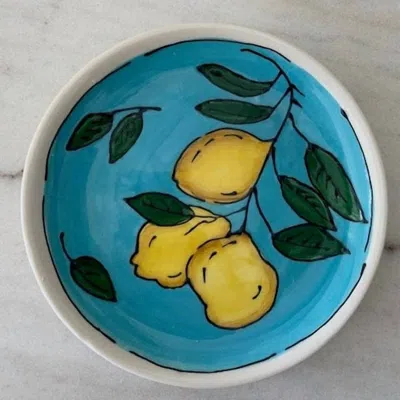 Always Amalfi Amalfi Lemon Side Plate In Blue