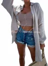 Always Amalfi Oversized Evil Eye Gauze Cotton Button Shirt In Beige In Gray