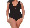 Always For Me Double V Plunge One Piece Swimsuit - Plus In Afm Black In Black