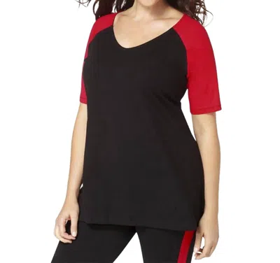 Always For Me Plus Size Baseball Shirt In Black And Red In Multi