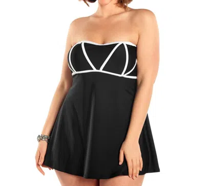 Always For Me Plus Size Demeter Swimdress In Black And White