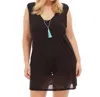 Always For Me Plus Size Drawstring Tank Cover Up Dress In Black In Black