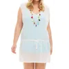 Always For Me Plus Size Drawstring Tank Cover Up Dress In White In White
