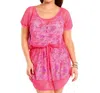 Always For Me Plus Size Fishnet Crochet Cover Up Dress In Pink In Pink