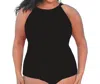 Always For Me Plus Size High Neck Tankini Top In Black In Black