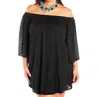 Always For Me Plus Size Off The Shoulder Cover Up Tunic In Afm Black In Multi