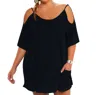 Always For Me Plus Size Open Shoulder Cover Up Tunic In Black