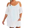 Always For Me Plus Size Open Shoulder Cover Up Tunic In White In White