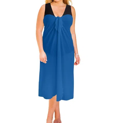Always For Me Sun Diva Plus Size Long Pareo Cover Up In Denim In Blue