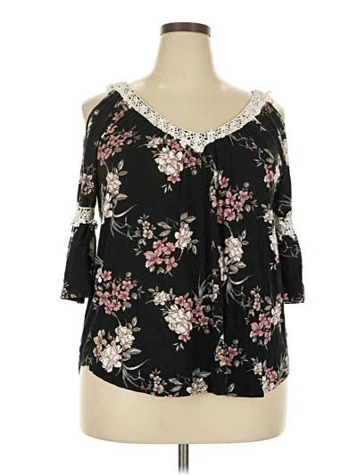 Pre-owned Always Indigo 3/4 Sleeve Blouse In Black