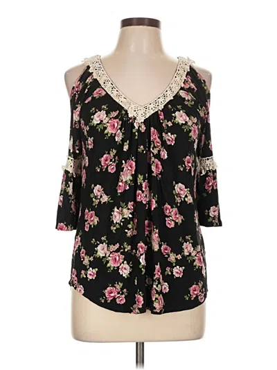 Pre-owned Always Indigo 3/4 Sleeve Blouse In Black