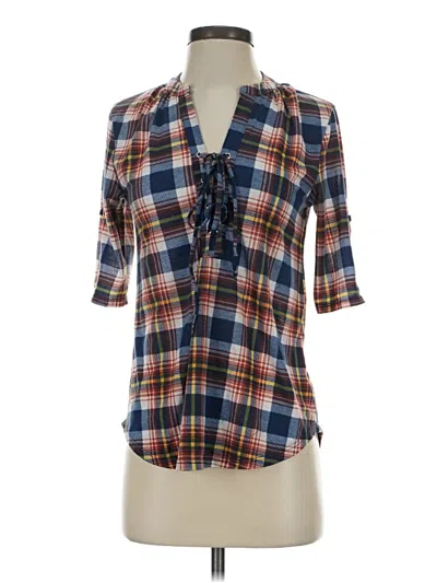 Pre-owned Always Indigo 3/4 Sleeve Blouse In Blue