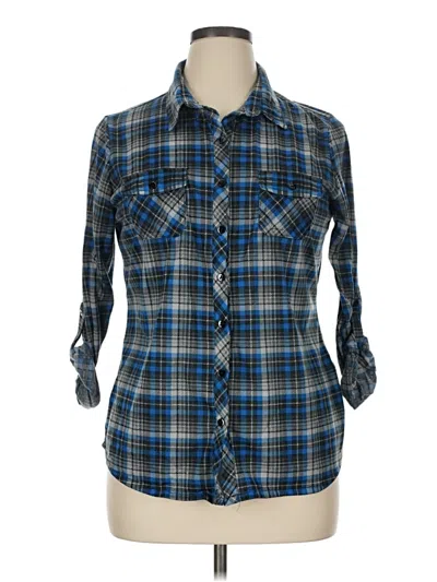 Pre-owned Always Indigo 3/4 Sleeve Blouse In Blue
