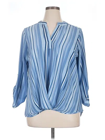 Pre-owned Always Indigo 3/4 Sleeve Blouse In Blue