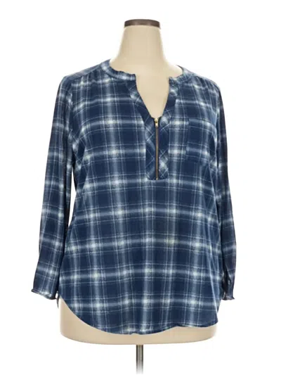 Pre-owned Always Indigo 3/4 Sleeve Blouse In Blue