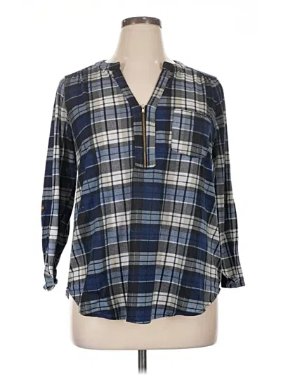 Pre-owned Always Indigo 3/4 Sleeve Blouse In Blue