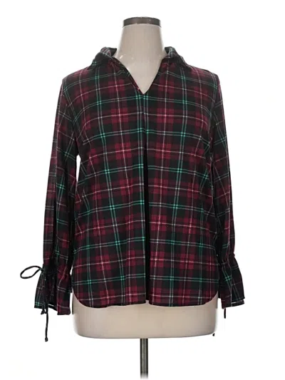 Pre-owned Always Indigo 3/4 Sleeve Blouse In Burgundy