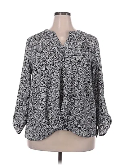 Pre-owned Always Indigo 3/4 Sleeve Blouse In Gray