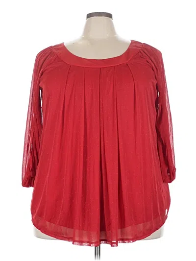 Pre-owned Always Indigo 3/4 Sleeve Blouse In Red