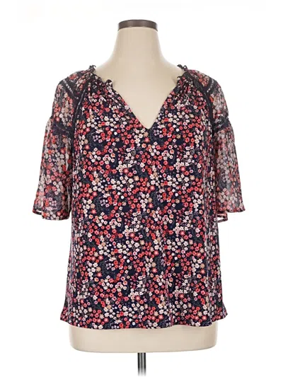 Pre-owned Always Indigo 3/4 Sleeve Blouse In Red