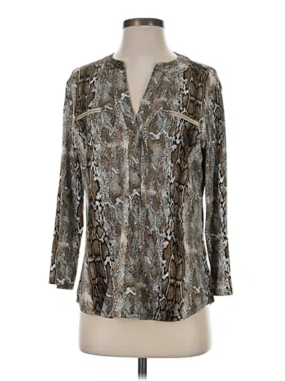 Pre-owned Always Indigo 3/4 Sleeve Blouse In Silver