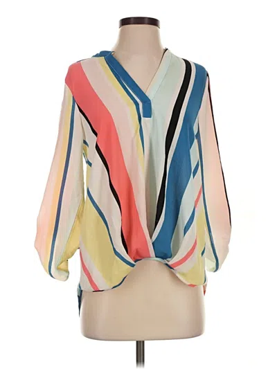 Pre-owned Always Indigo 3/4 Sleeve Blouse In Yellow