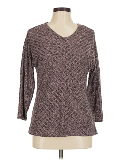 Pre-owned Always Indigo 3/4 Sleeve Top Brown V Neck Tops