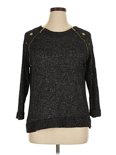 Pre-owned Always Indigo 3/4 Sleeve Top Gray Keyhole Neckline Tops
